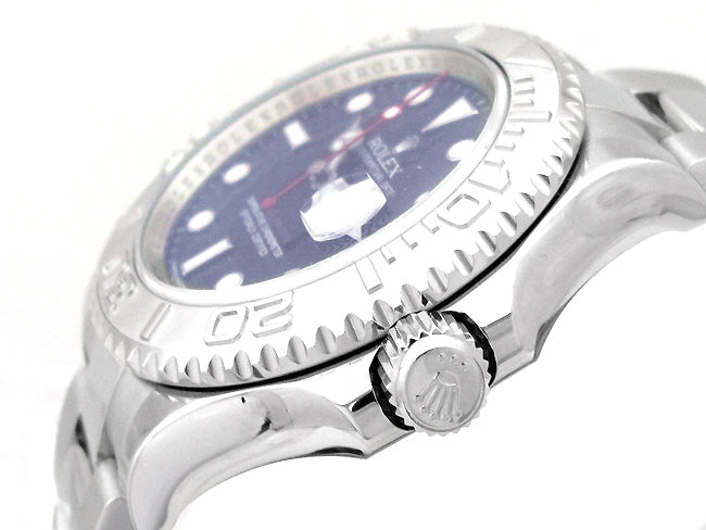40mm Rolex Stainless Steel Yachtmaster Watch. Blue Dial. Platinum Bezel 116622.