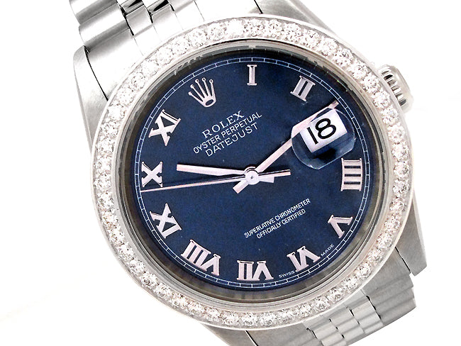 36mm Rolex Datejust Blue Roman 16200.