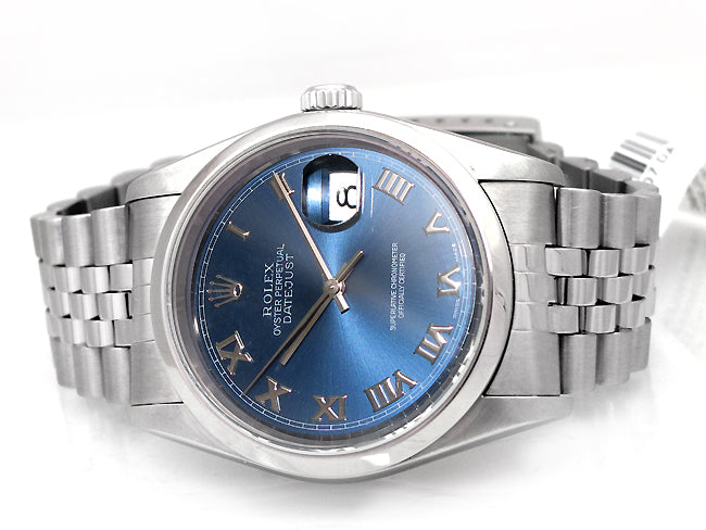 36mm Rolex Datejust Blue Roman 16200.