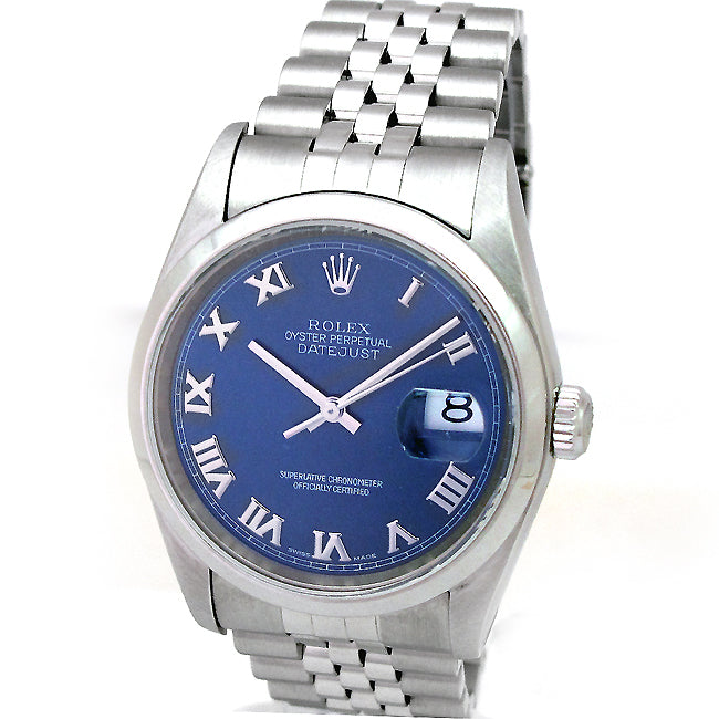 36mm Rolex Datejust Blue Roman 16200.