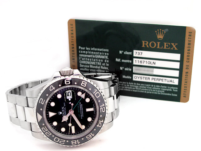 40mm Rolex Stainless GMT-Master II Ceramic 116710LN.