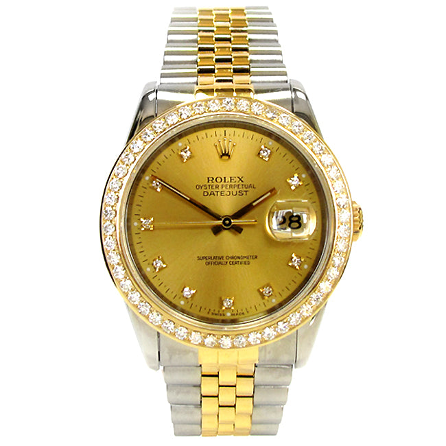 36mm Rolex Two-tone Datejust Champ Diamond Dial 16233.