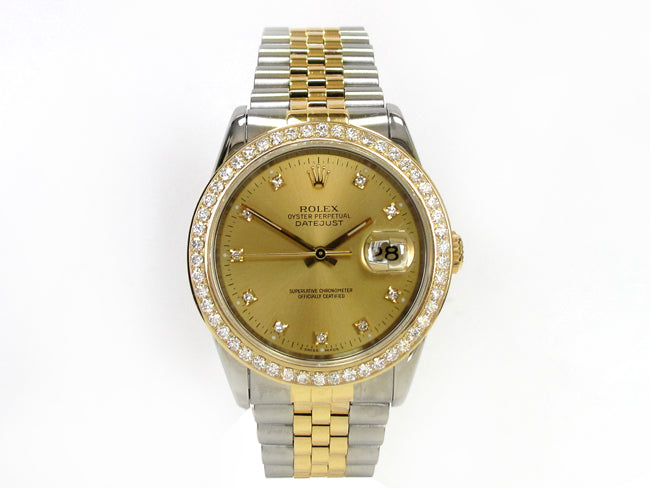 36mm Rolex Two-tone Datejust Champ Diamond Dial 16233.