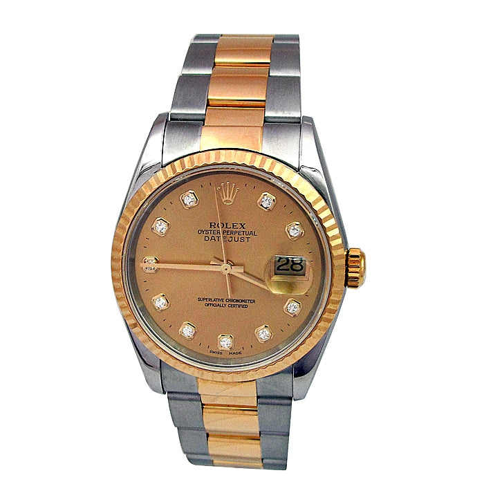 36mm Rolex Two-Tone Datejust with Diamond Dial 16233.