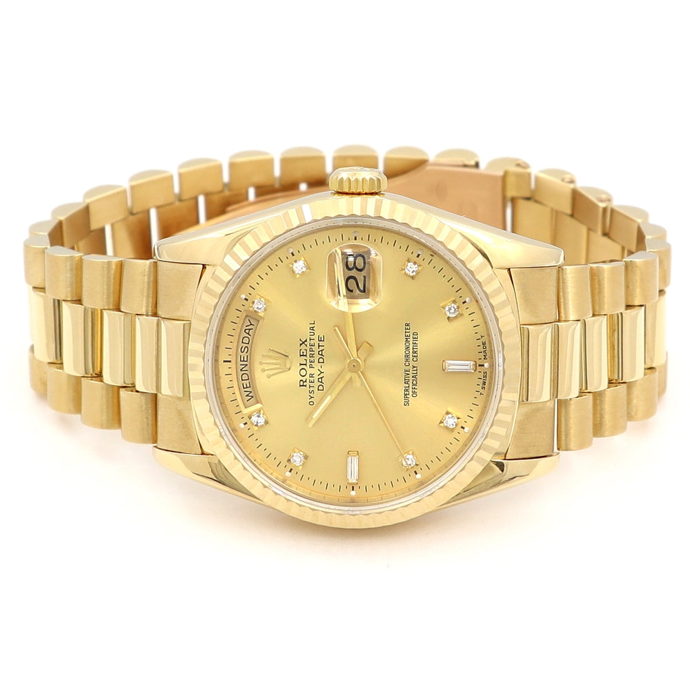 36mm Rolex 18K Yellow Gold Oyster Perpetual Day-Date Watch