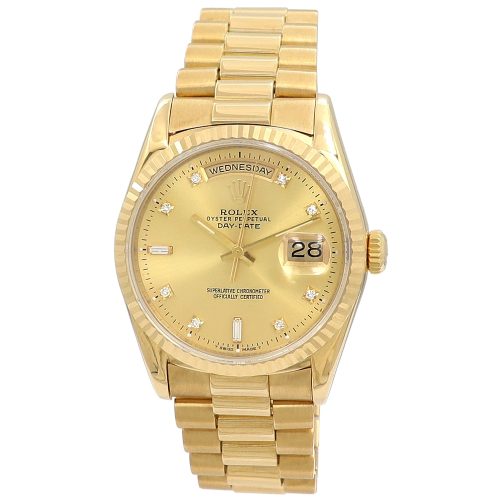 36mm Rolex 18K Yellow Gold Oyster Perpetual Day-Date Watch