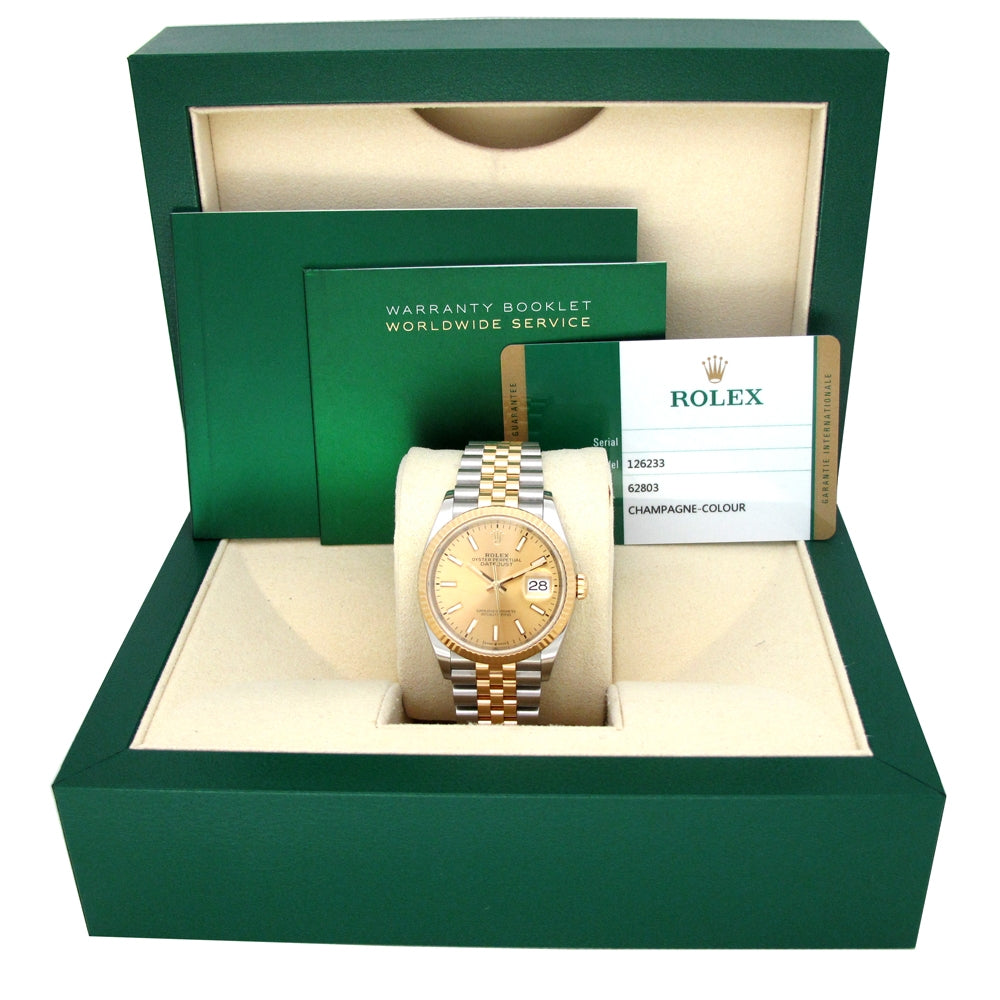 36mm Rolex 18K Yellow Gold and Stainless Steel Oyster Perpetual Datejust Watch