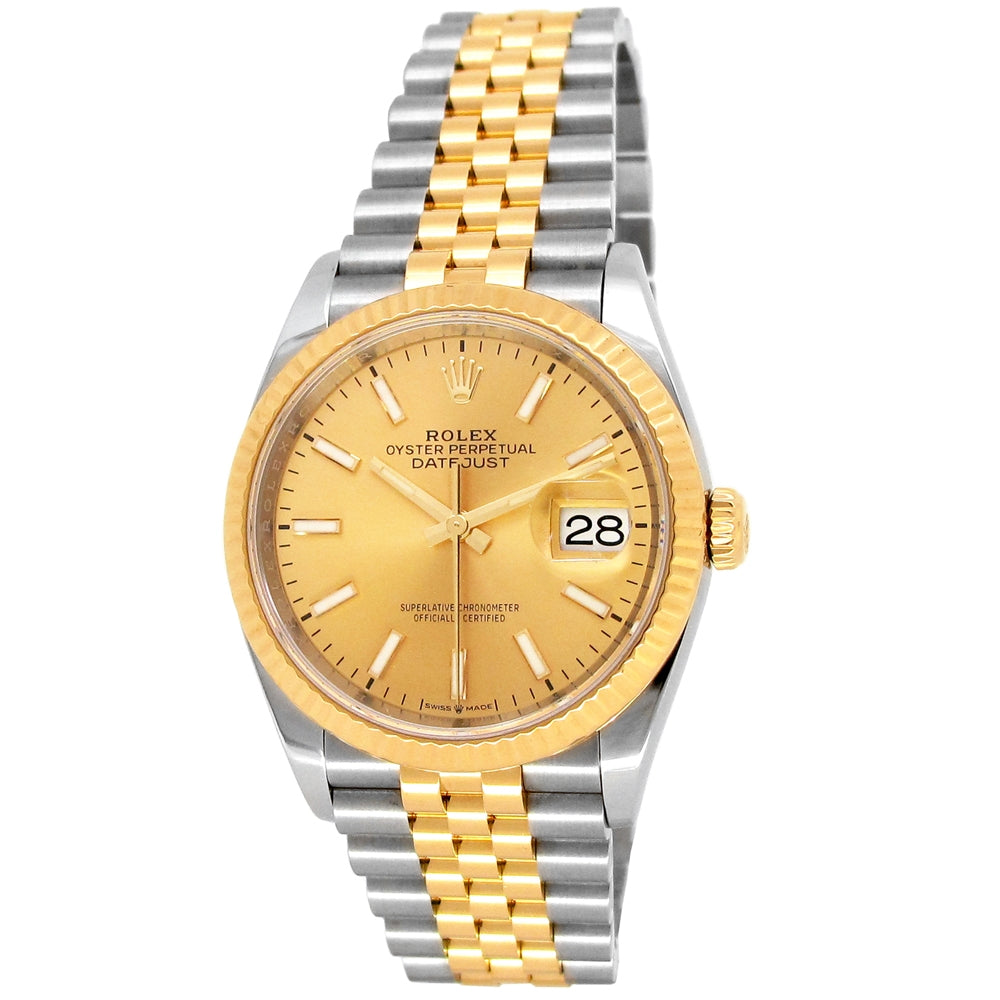 36mm Rolex 18K Yellow Gold and Stainless Steel Oyster Perpetual Datejust Watch