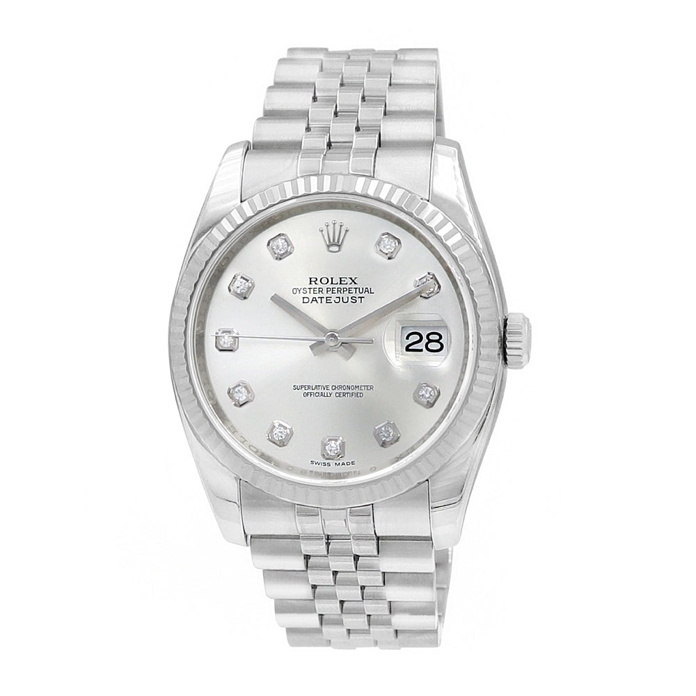 36mm Rolex Stainless Steel Oyster Perpetual Datejust Watch