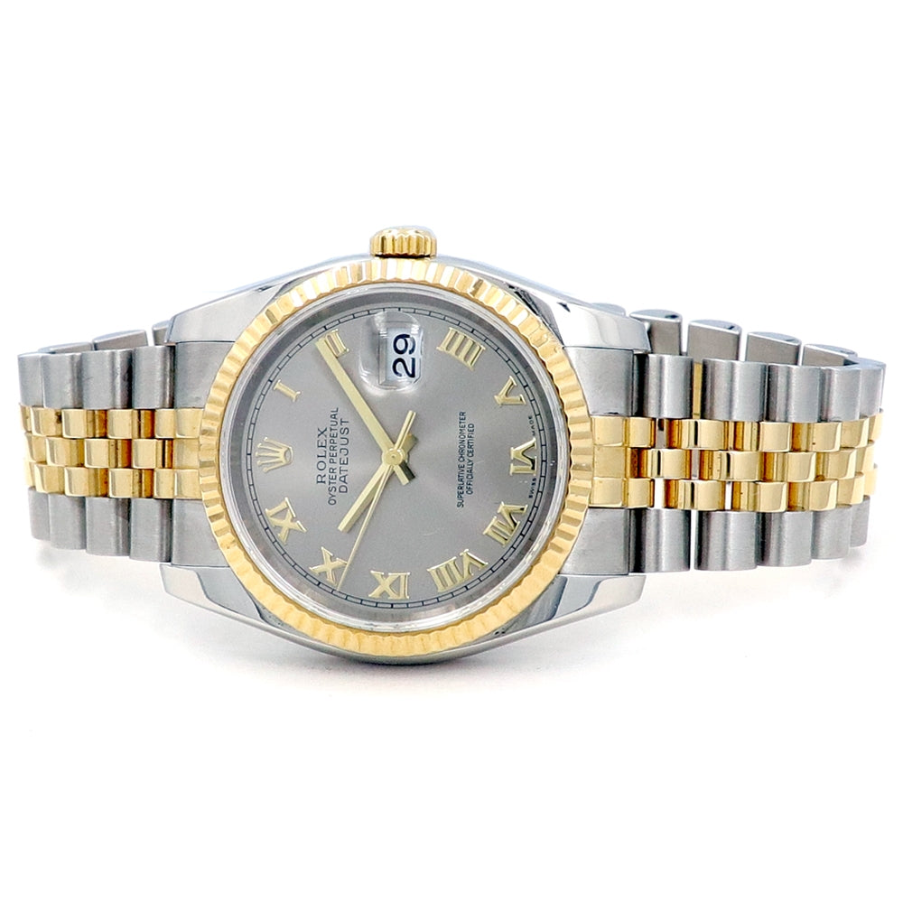 36mm Rolex 18k Yellow Gold and Stainless Steel Datejust Watch