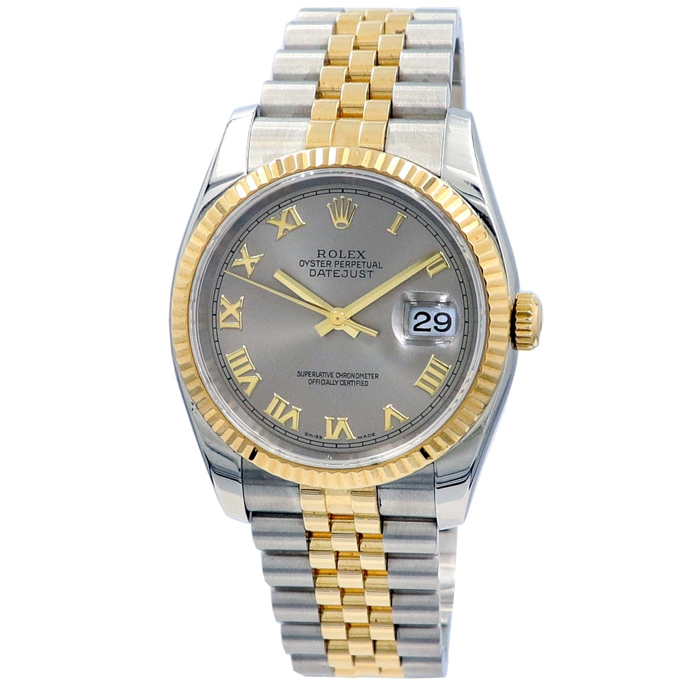 36mm Rolex 18k Yellow Gold and Stainless Steel Datejust Watch