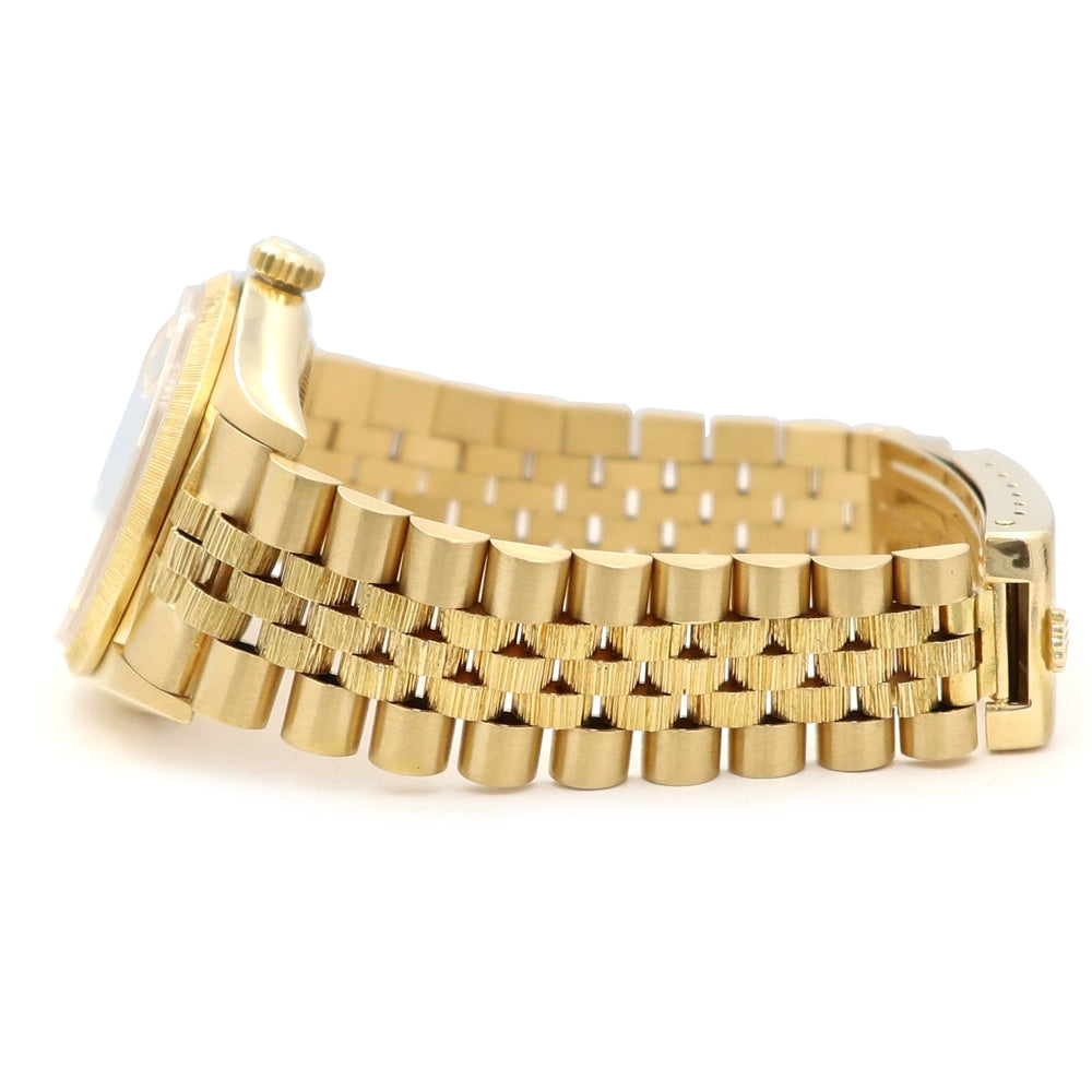36mm Rolex 18k Yellow Gold Bark-Finish Datejust Watch