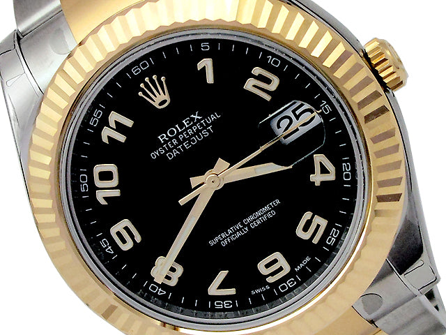 41mm Rolex Two tone  Datejust II  Black Arabic 116333.