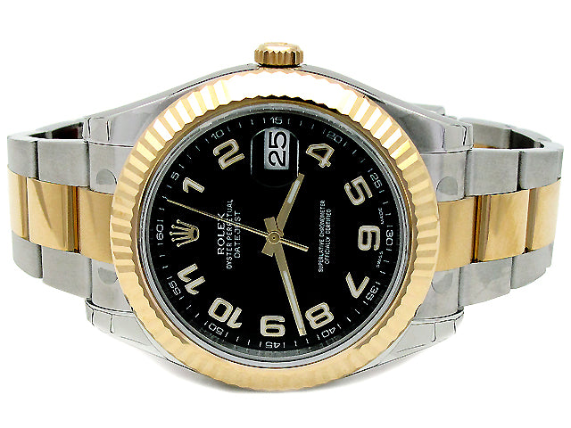 41mm Rolex Two tone  Datejust II  Black Arabic 116333.
