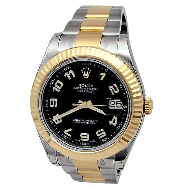 41mm Rolex Two tone  Datejust II  Black Arabic 116333.