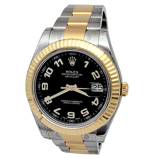 41mm Rolex Two tone  Datejust II  Black Arabic 116333.