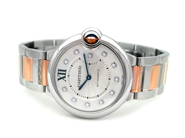 Unisex Cartier 18K Rose Gold & Stainless Steel Ballon Bleu  Diamond Dial WE902031.