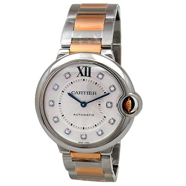Unisex Cartier 18K Rose Gold & Stainless Steel Ballon Bleu  Diamond Dial WE902031.