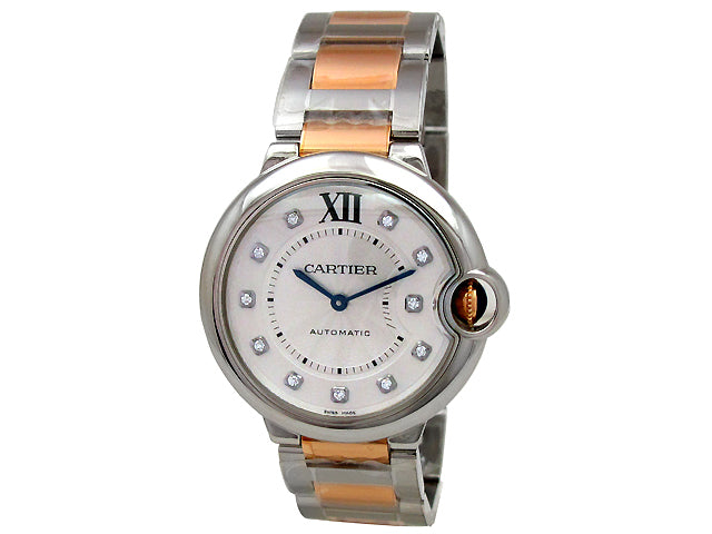 Unisex Cartier 18K Rose Gold & Stainless Steel Ballon Bleu  Diamond Dial WE902031.