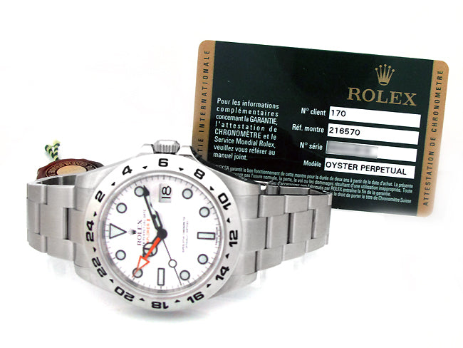 42mm Rolex Stainless Explorer II White 216570