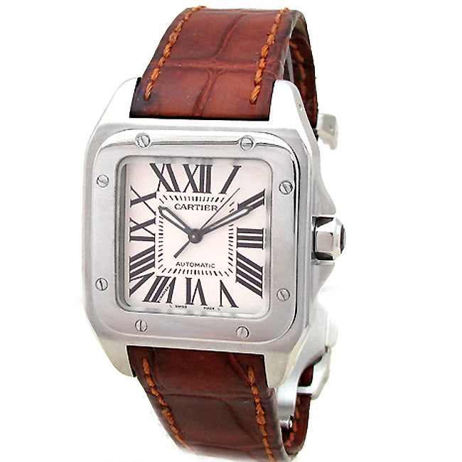 Midsize Cartier Stainless Steel Santos 100  W20106X8