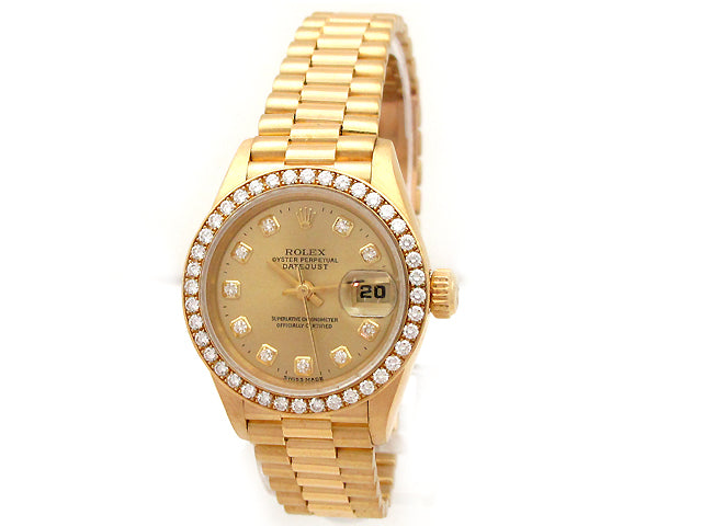 26mm  Rolex 18K Yellow Gold President Datejust Crown Collection 69138.