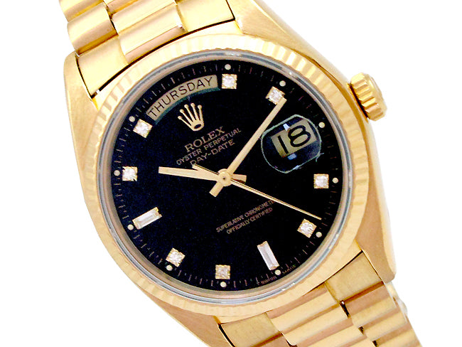 36mm Rolex 18K Gold Daydate with Diamond Dial 18038