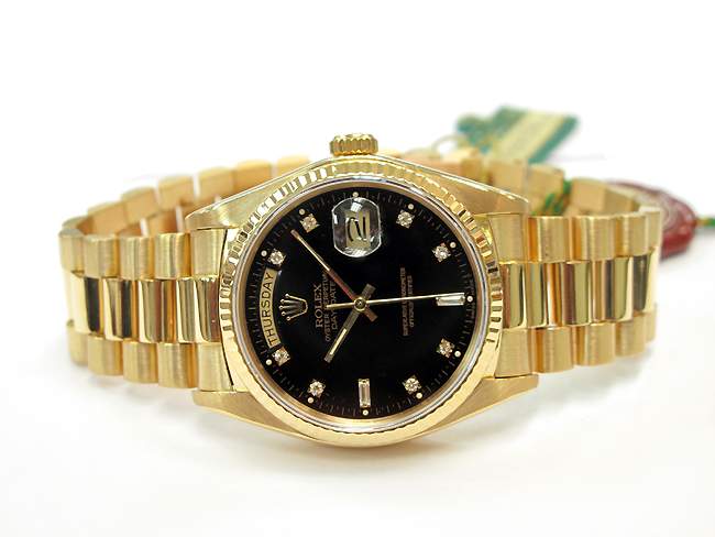 36mm Rolex 18K Gold Daydate with Diamond Dial 18038