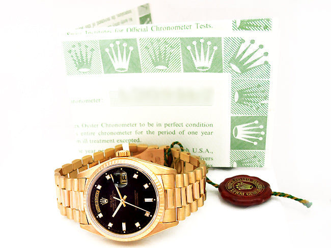 36mm Rolex 18K Gold Daydate with Diamond Dial 18038