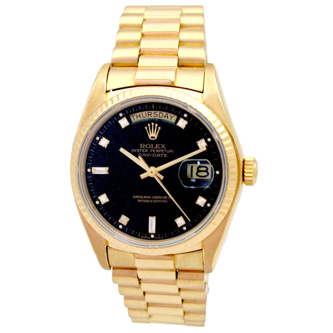 36mm Rolex 18K Gold Daydate with Diamond Dial 18038