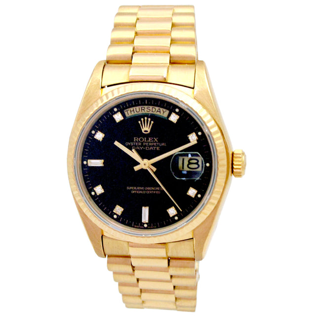 36mm Rolex 18K Gold Daydate with Diamond Dial 18038