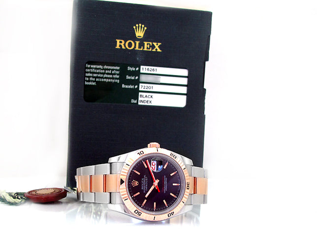 36mm Rolex Rose Gold Two Tone Datejust Turnograph 116261