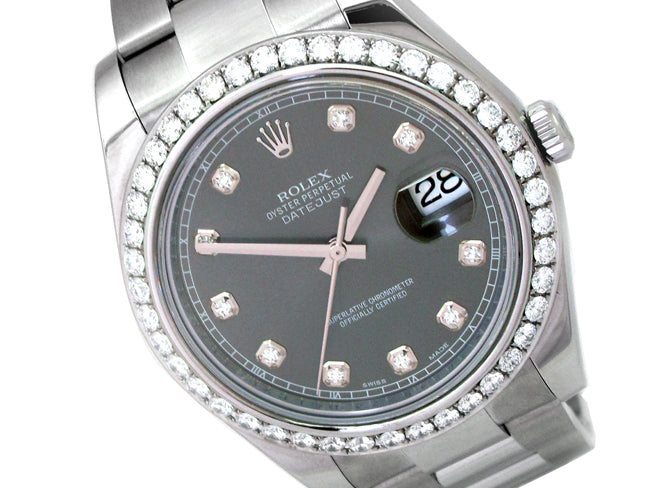 41mm Rolex Datejust II Watch  with Diamond Dial 116300.