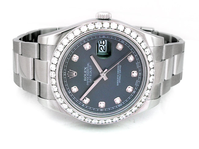 41mm Rolex Datejust II Watch  with Diamond Dial 116300.