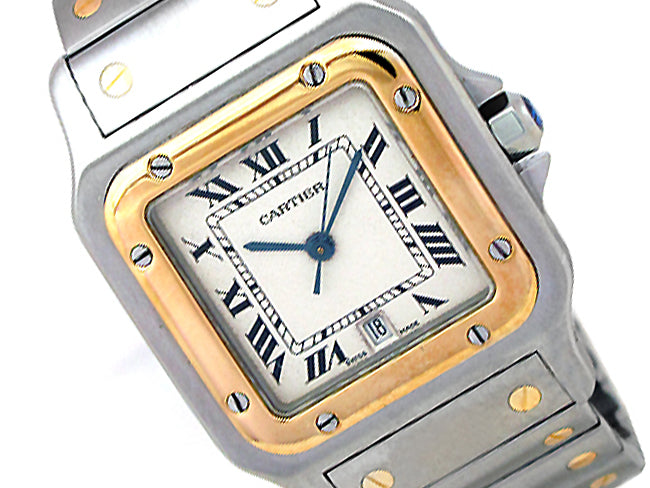 Large Cartier Two-Tone Santos Galbee Watch.