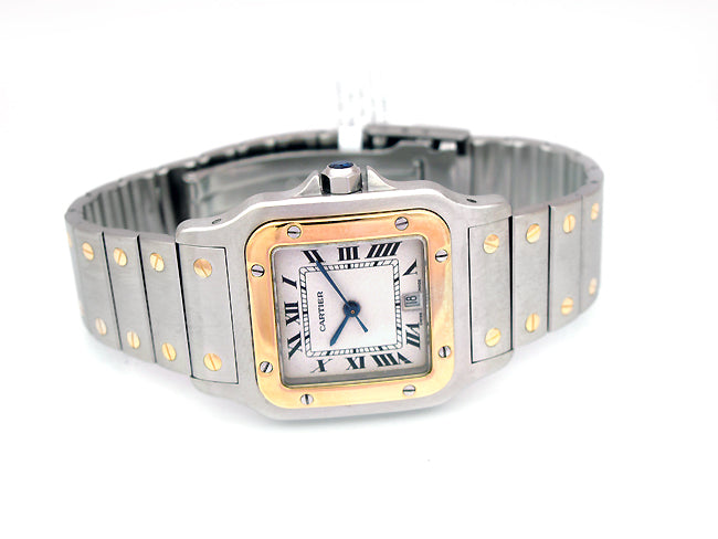Large Cartier Two-Tone Santos Galbee Watch.
