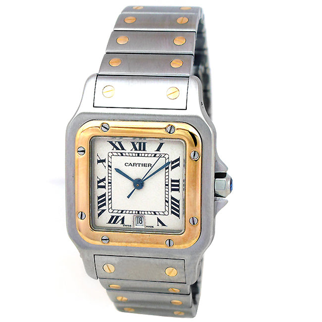 Large Cartier Two-Tone Santos Galbee Watch.