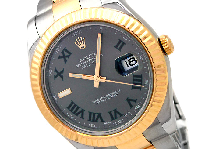 41mm Rolex Two-Tone Datejust II Slate Green Roman 116333.
