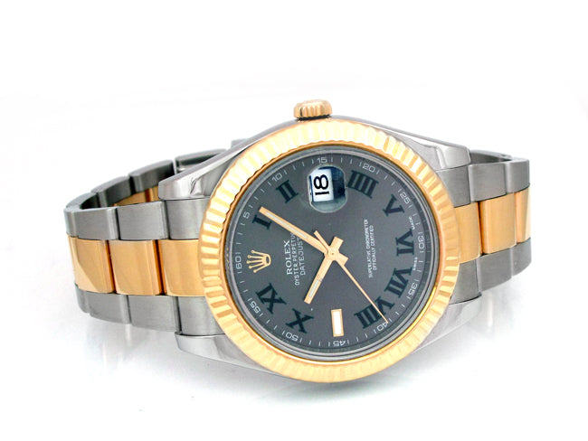 41mm Rolex Two-Tone Datejust II Slate Green Roman 116333.