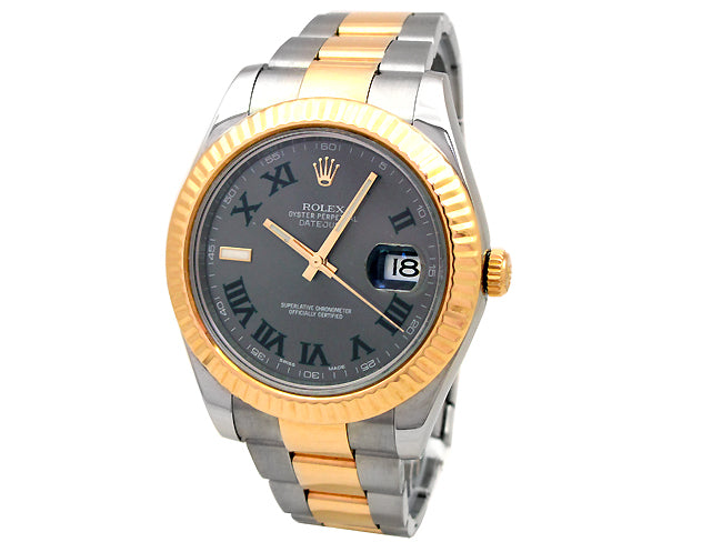 41mm Rolex Two-Tone Datejust II Slate Green Roman 116333.