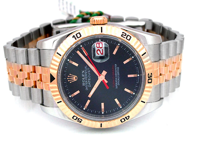 36mm Rolex 18k Rose Gold & Stainless Datejust Turn-o-graph 116261
