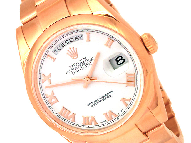 36mm Rolex 18k Rose Gold Daydate Oyster 118205.