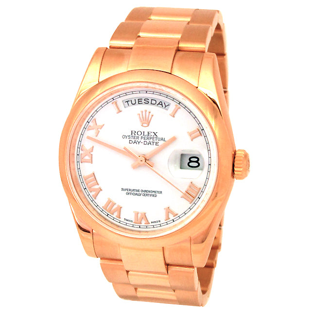 36mm Rolex 18k Rose Gold Daydate Oyster 118205.