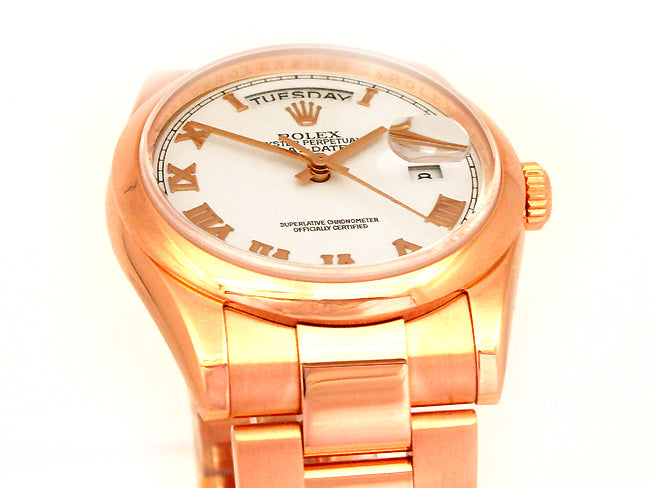 36mm Rolex 18k Rose Gold Daydate Oyster 118205.