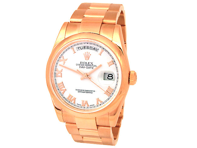 36mm Rolex 18k Rose Gold Daydate Oyster 118205.