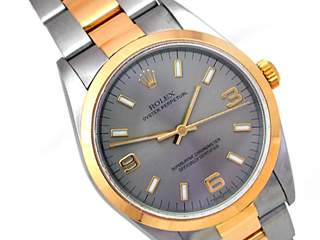 34mm Rolex Two-Tone Oyster Perpetual Rhodium Dial 14203.