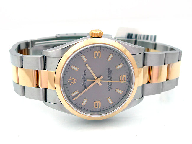 34mm Rolex Two-Tone Oyster Perpetual Rhodium Dial 14203.