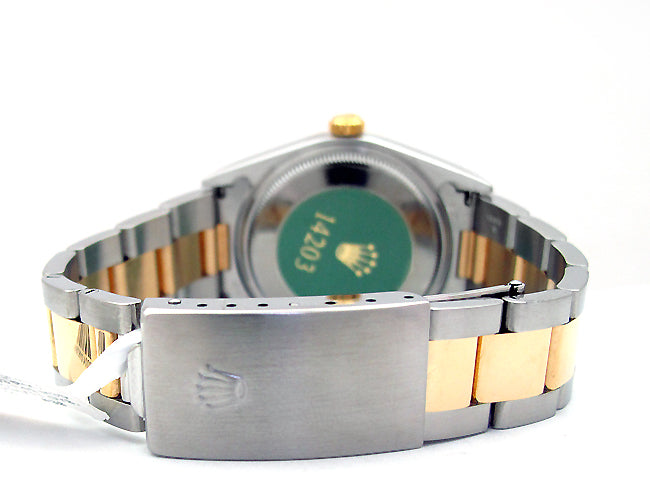 34mm Rolex Two-Tone Oyster Perpetual Rhodium Dial 14203.