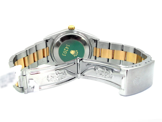 34mm Rolex Two-Tone Oyster Perpetual Rhodium Dial 14203.