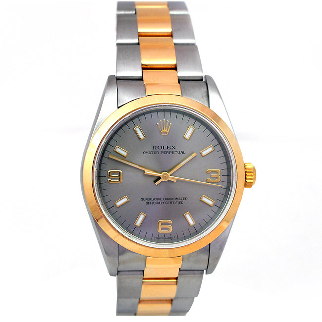 34mm Rolex Two-Tone Oyster Perpetual Rhodium Dial 14203.